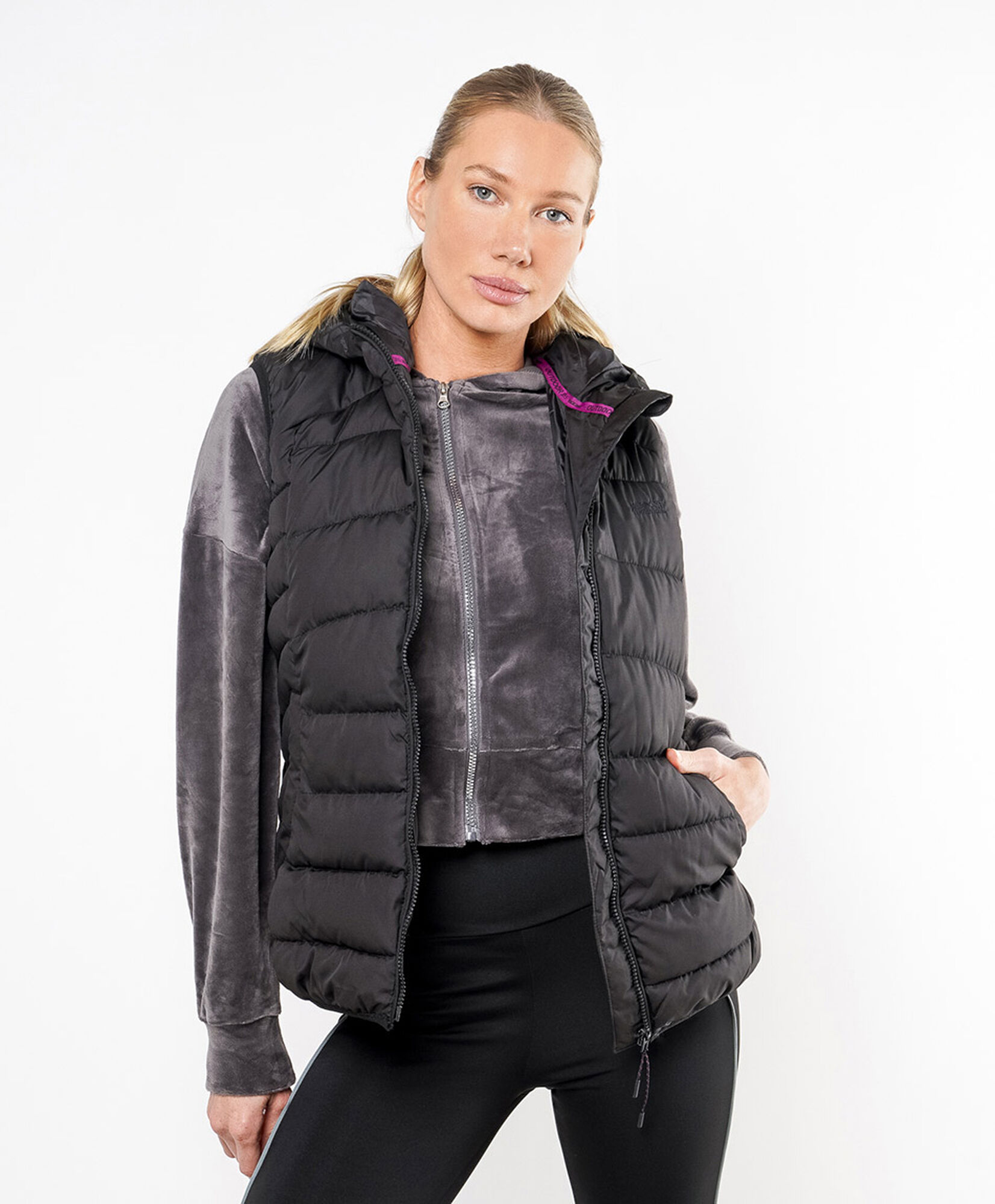 Parka deportiva mujer sin mangas gorro Parka deportiva mujer sin mangas gorro
