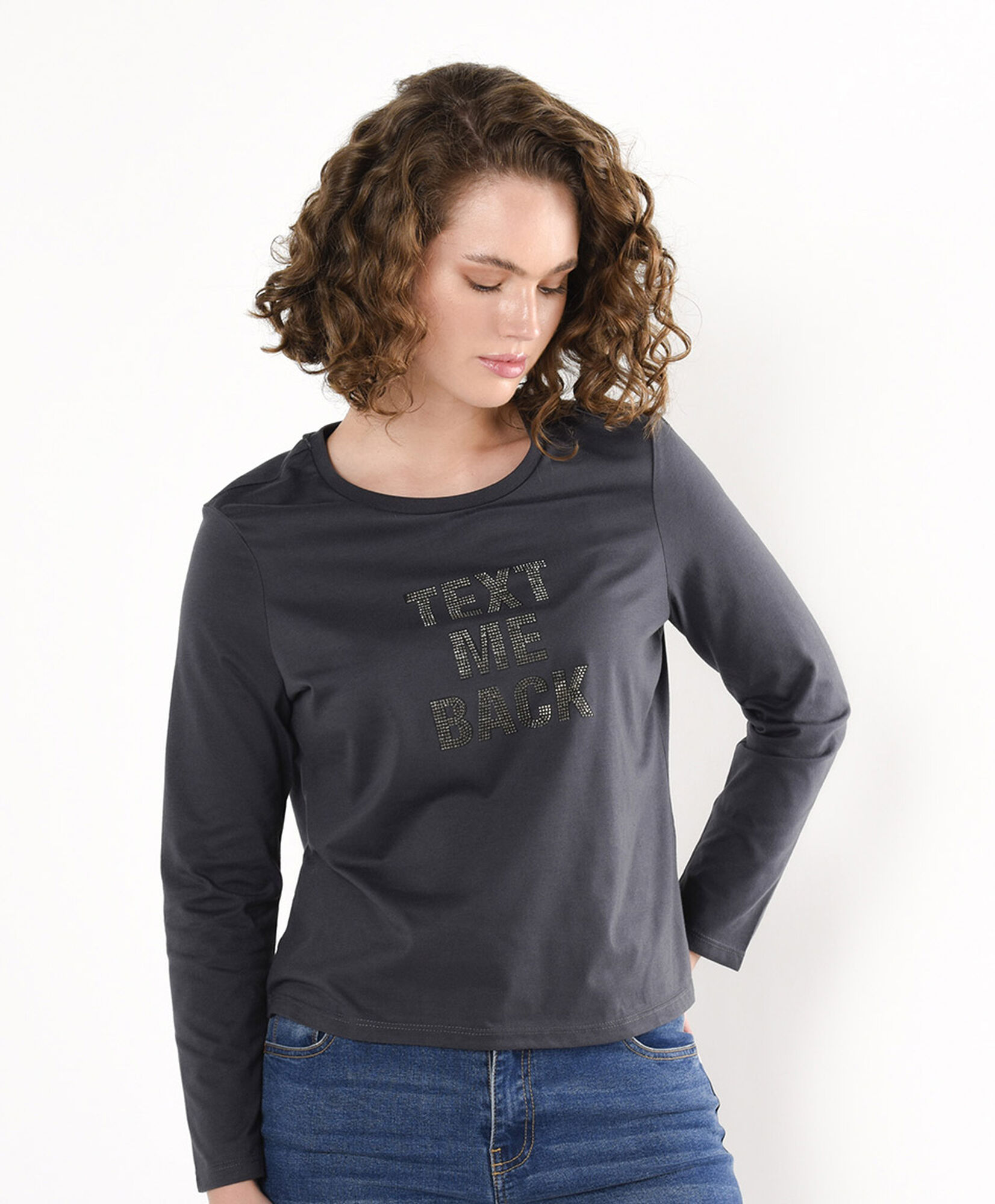 Polera mujer texto brillante Polera mujer texto brillante