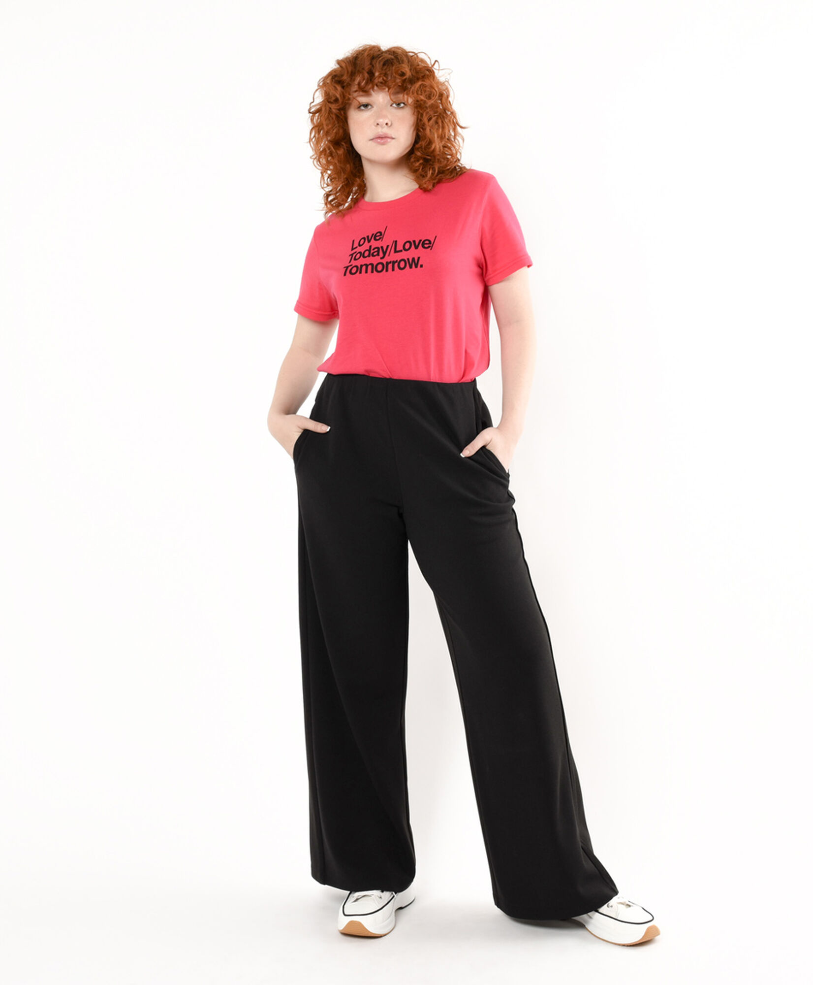 Pantalón mujer liso wide negro Pantalón mujer liso wide negro