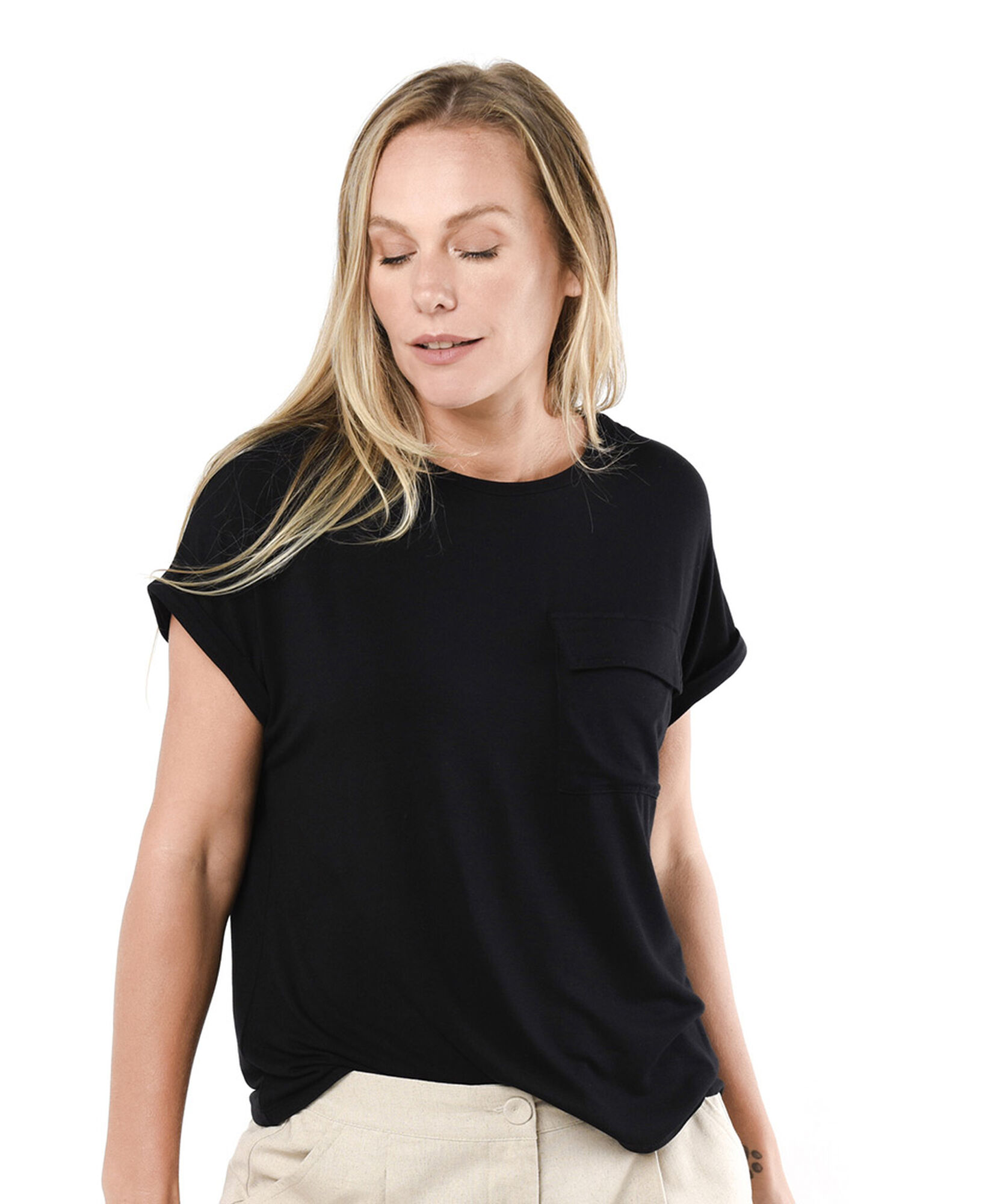 Polera mujer lisa bolsillo Polera mujer lisa bolsillo