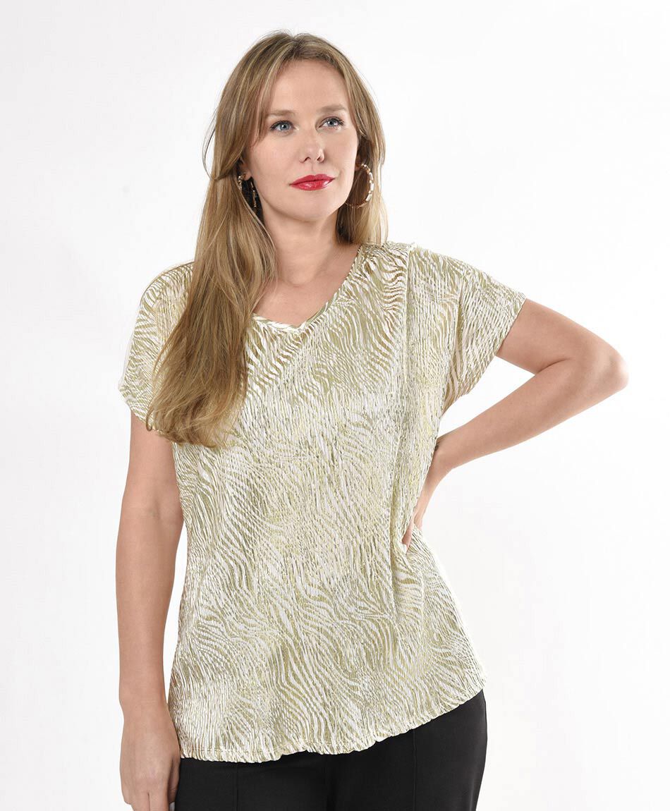 Polera mujer animal print dorado oversize