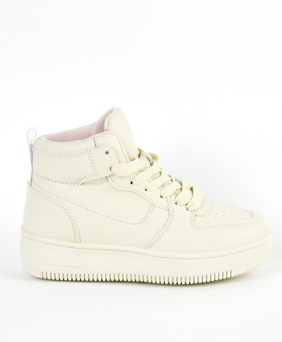 Zapatilla infantil ca&ntilde;a alta blanca