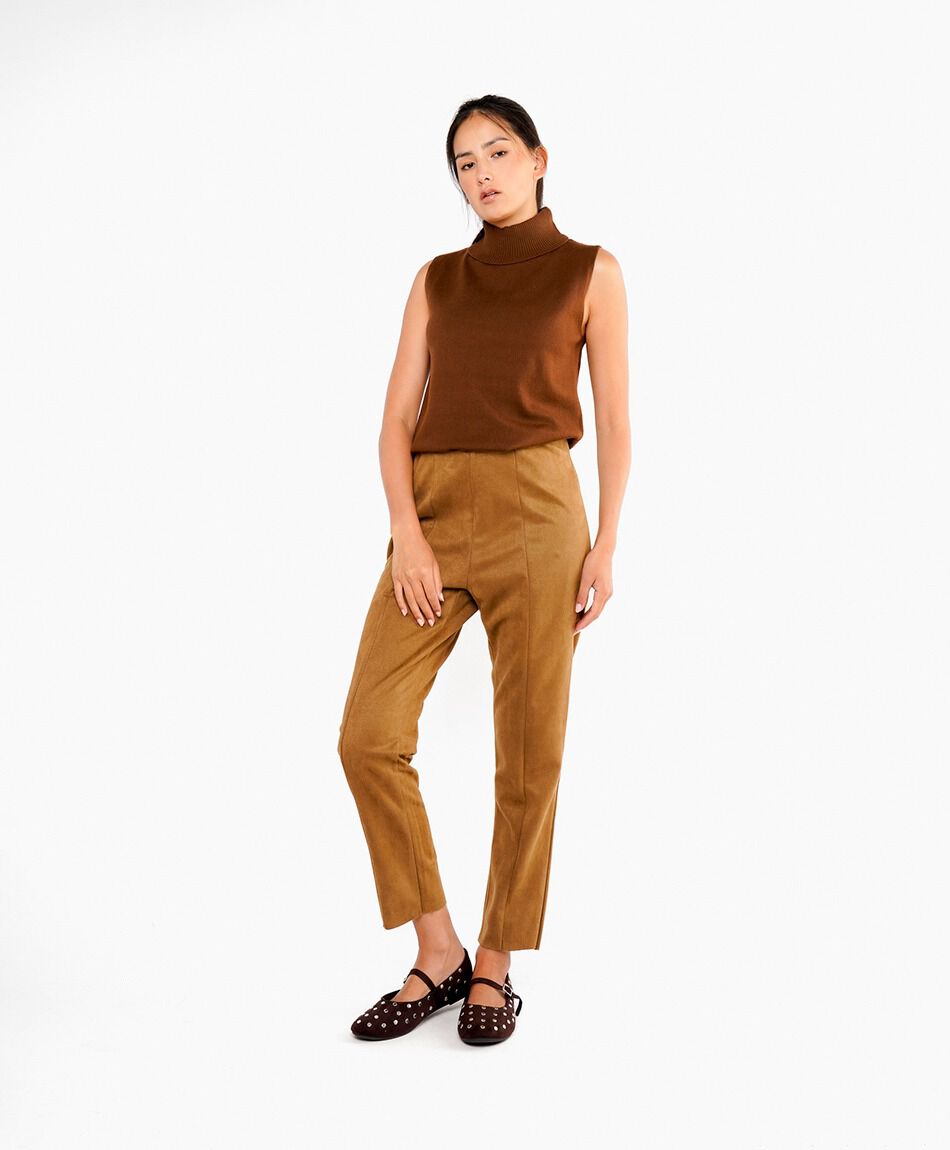 Pantalones mujer suede liso