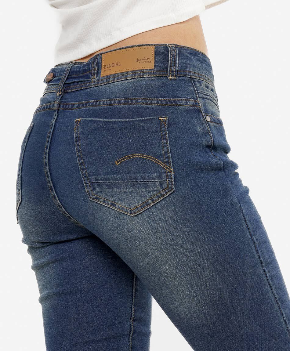 Jeans mujer botones en pretina flare