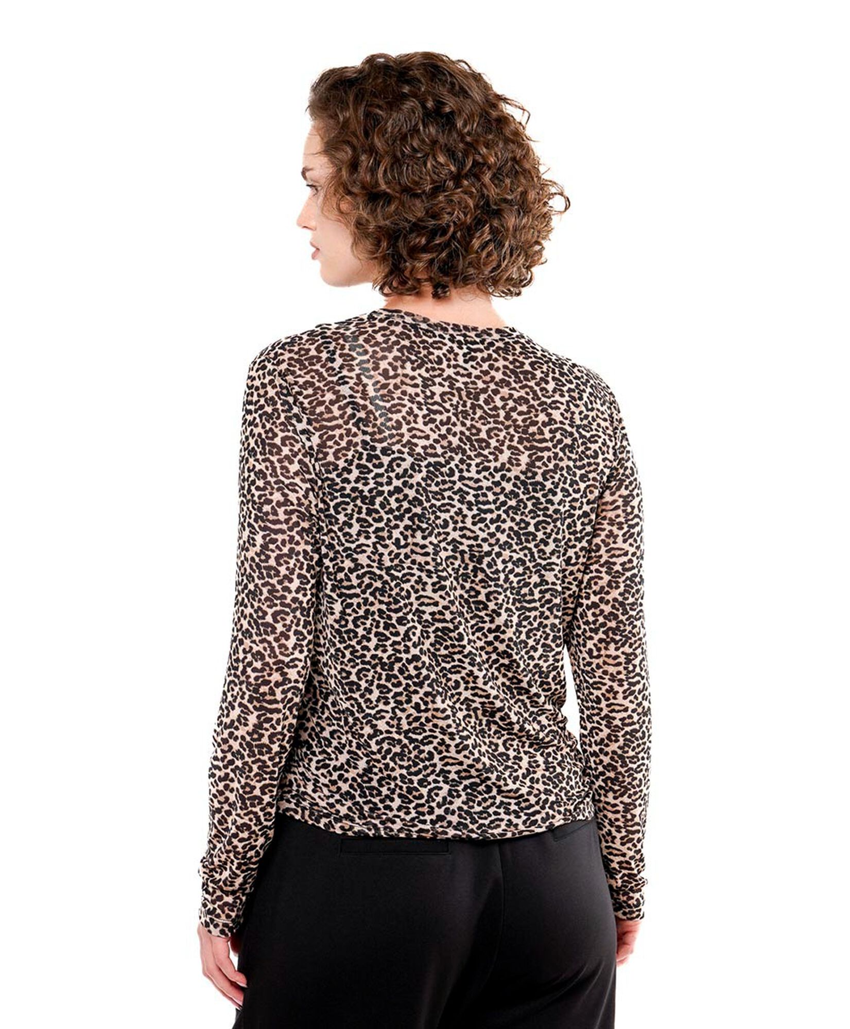 Polera mujer print mesh café Polera mujer print mesh café