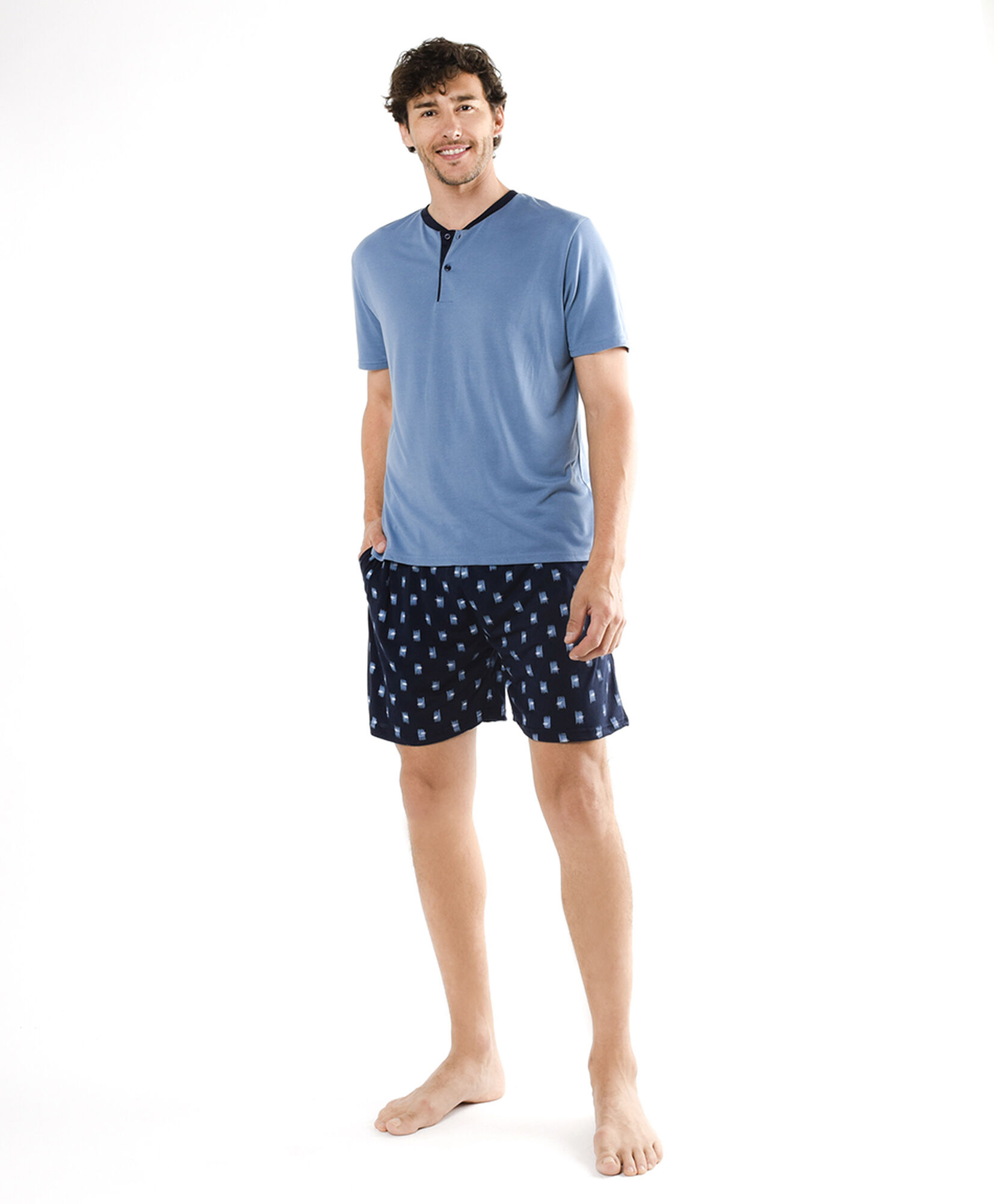 Pijama hombre azul botones Pijama hombre azul botones