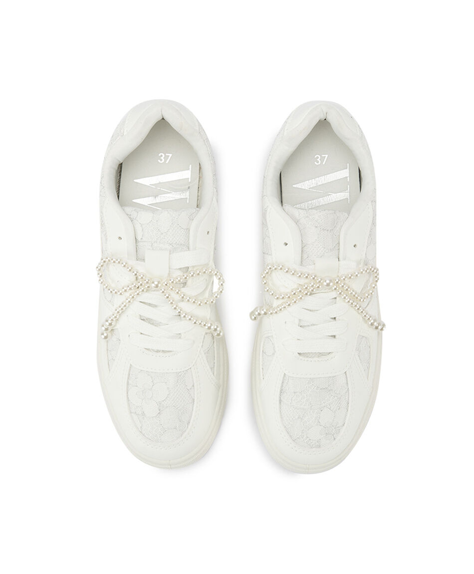 Zapatilla mujer encaje perlas