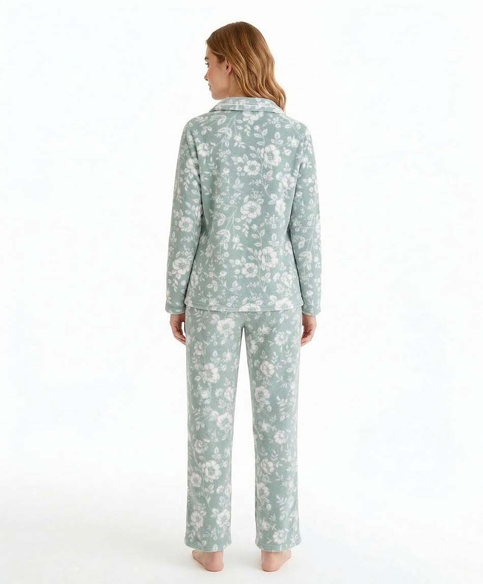 Pijama mujer coral camisero floreado