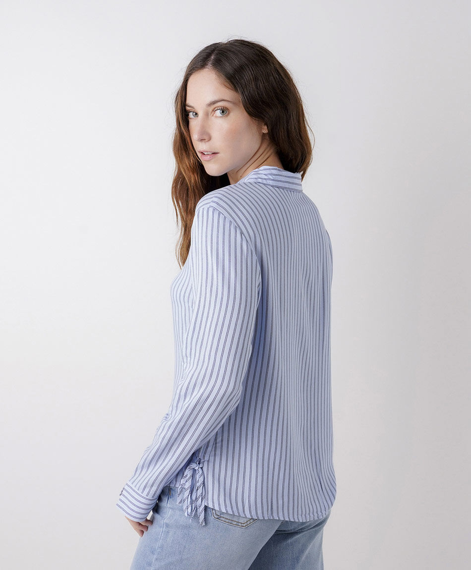 Blusa mujer l&iacute;neas lazos laterales