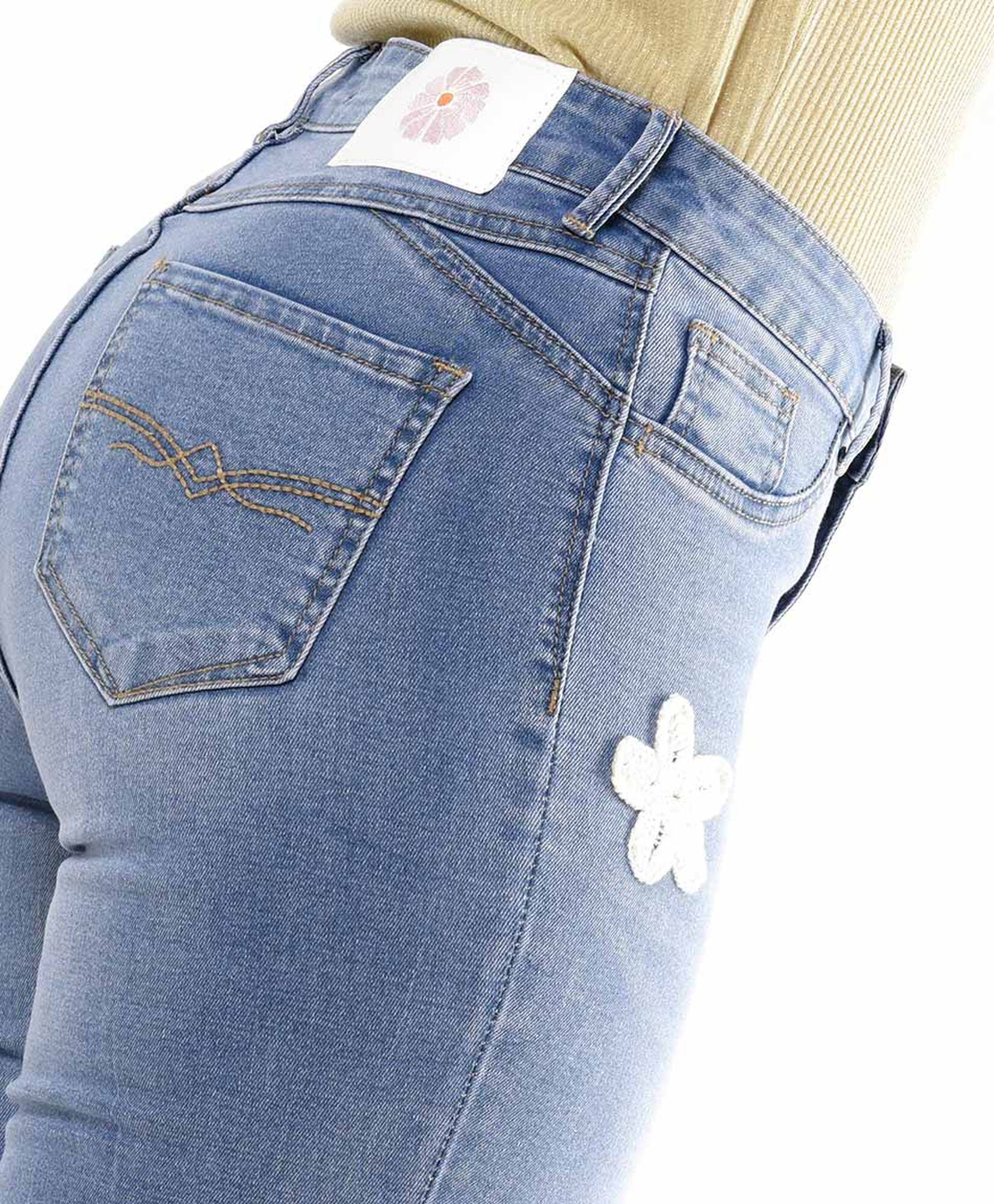 Jeans mujer flores crochet skinny fit Jeans mujer flores crochet skinny fit