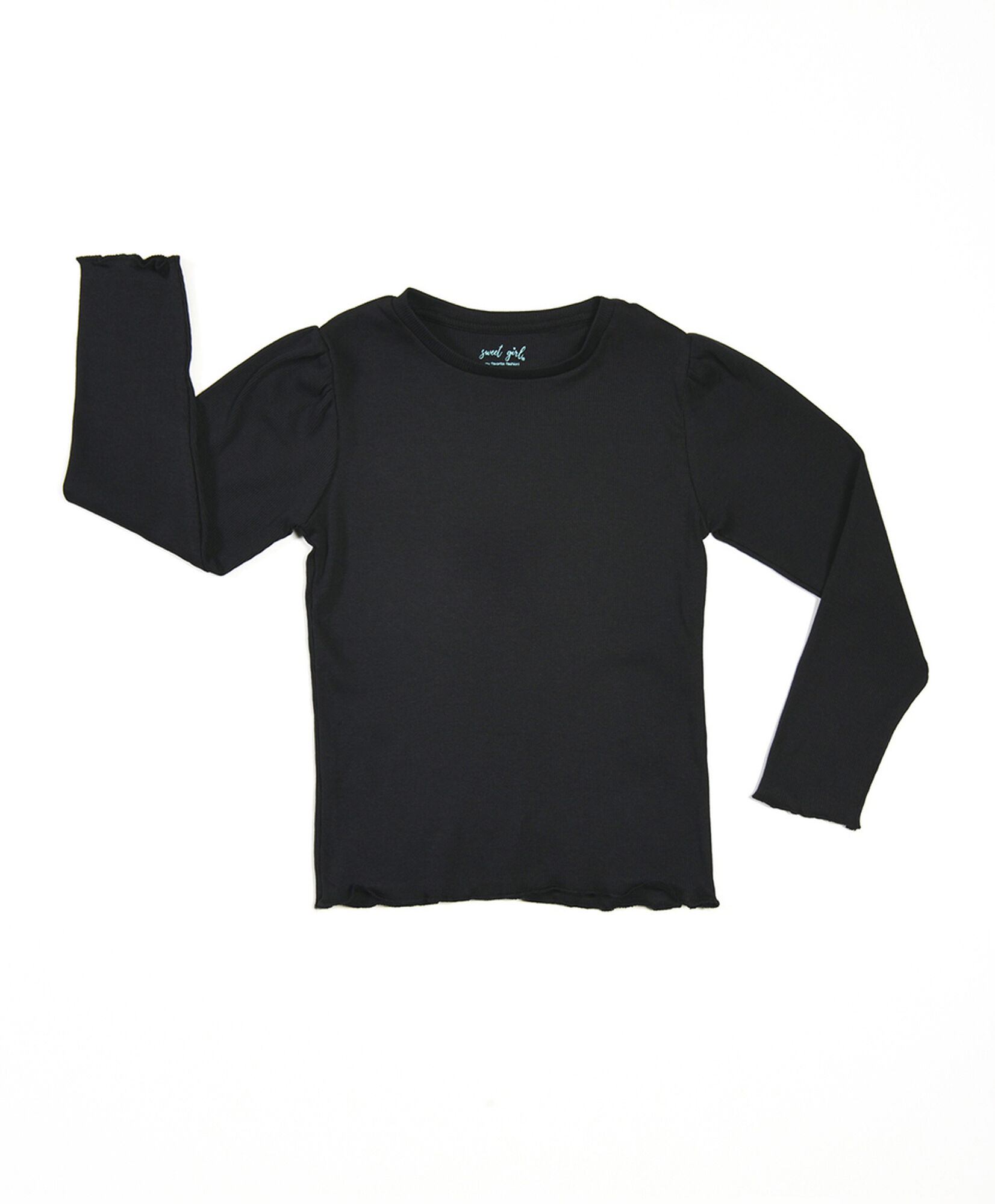 Polera niña acanalada negra Polera niña acanalada negra