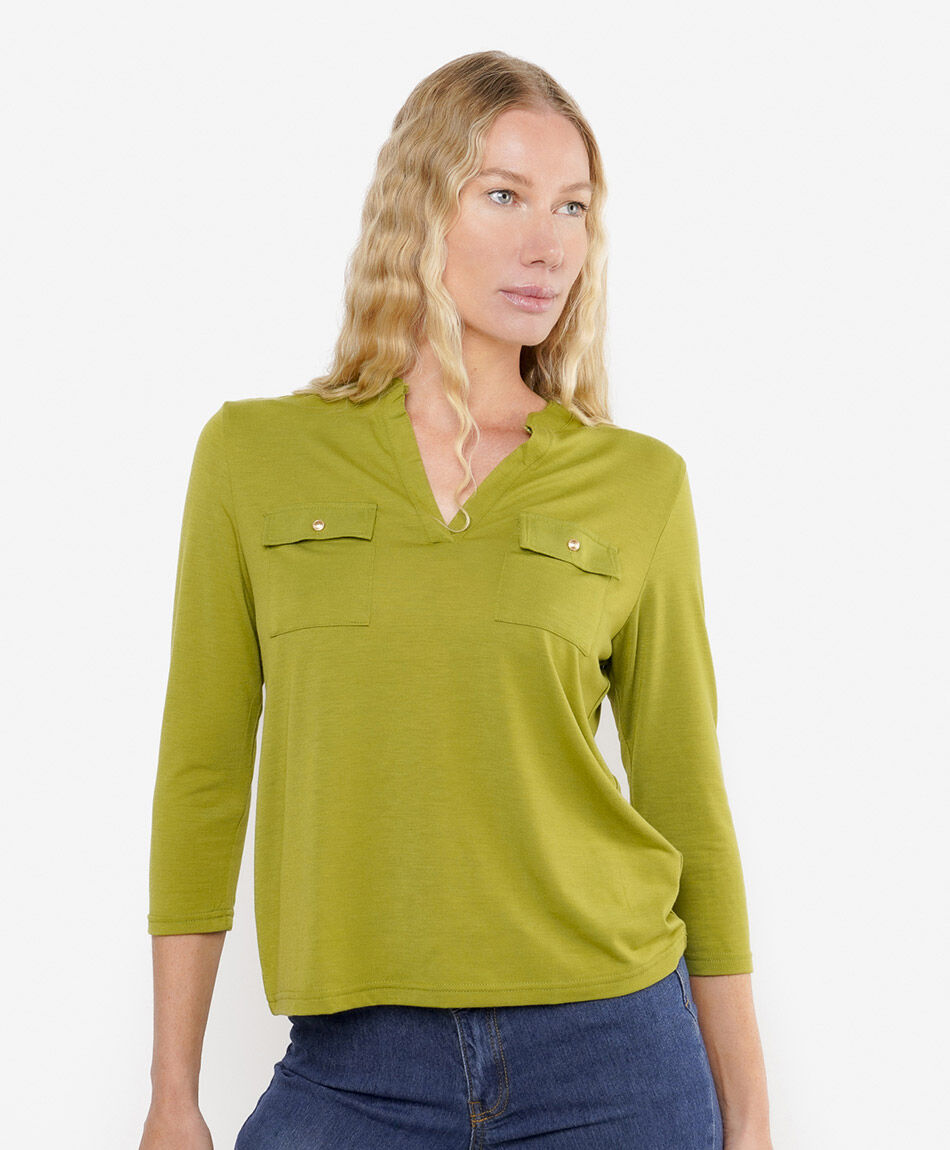 Polera mujer doble bolsillo