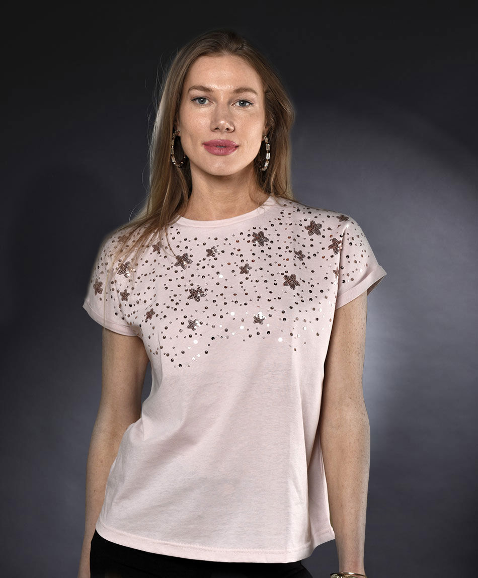 Polera oversize manga mini cuello redondo