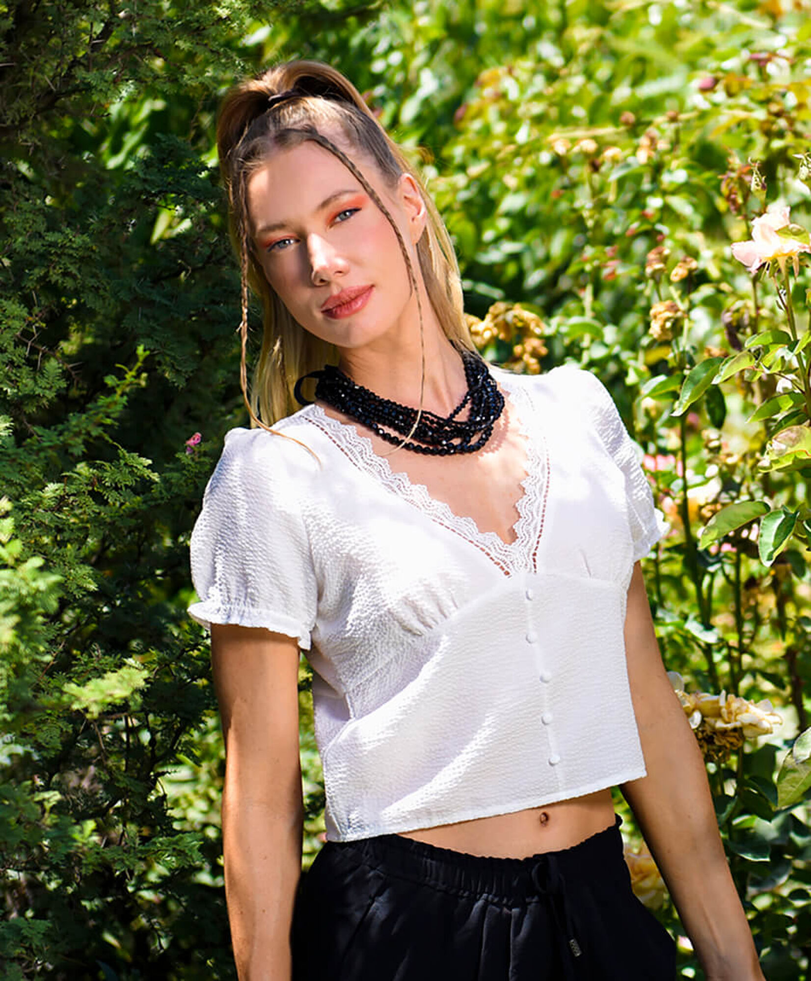 Blusa crop manga corta Blusa crop manga corta