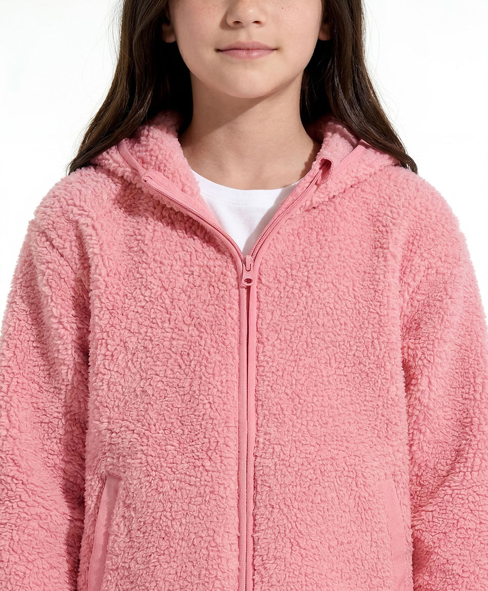 Poler&oacute;n ni&ntilde;a tela sherpas rosa