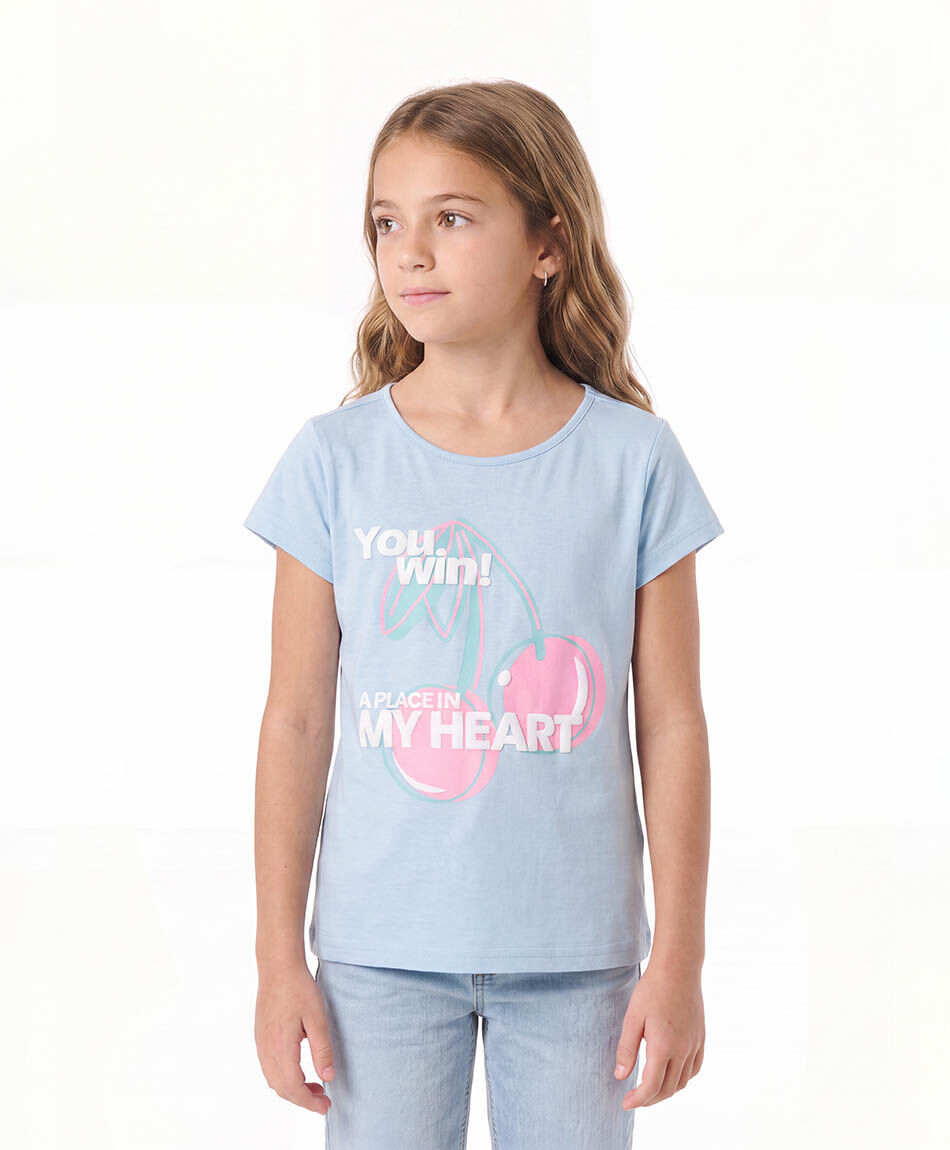 Polera ni&ntilde;a frase cerezas