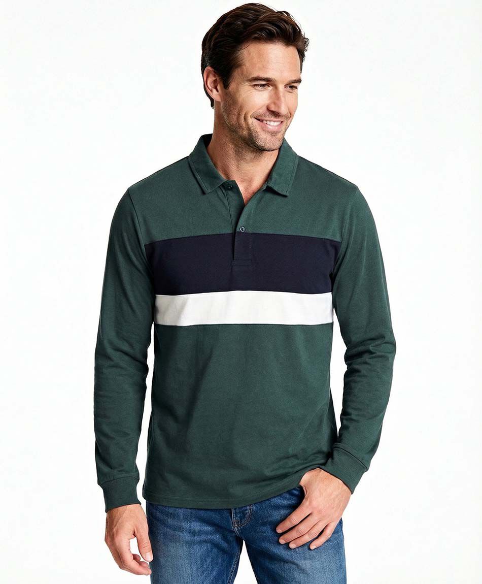 Polera hombre franja bicolor