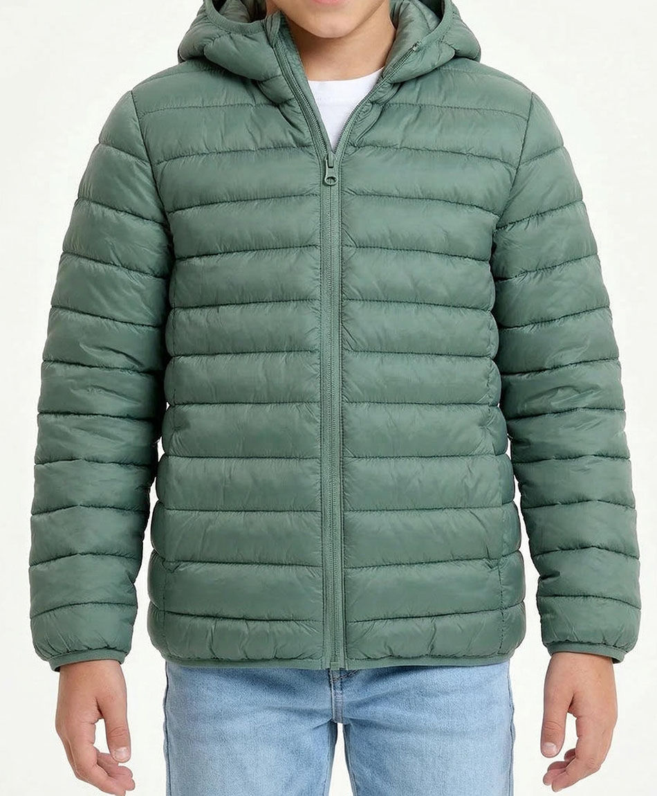 Parka ni&ntilde;o b&aacute;sica verde