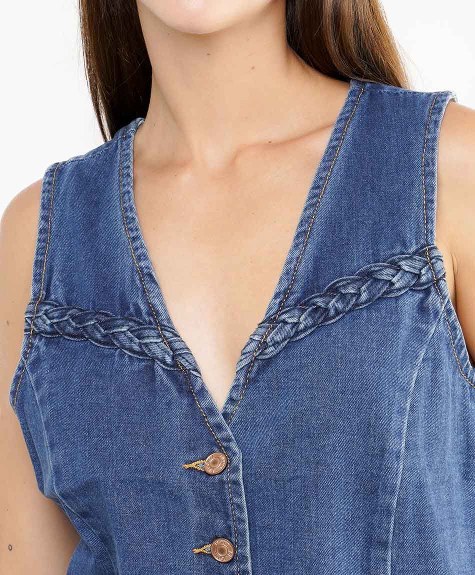 Vest mujer denim trenzas