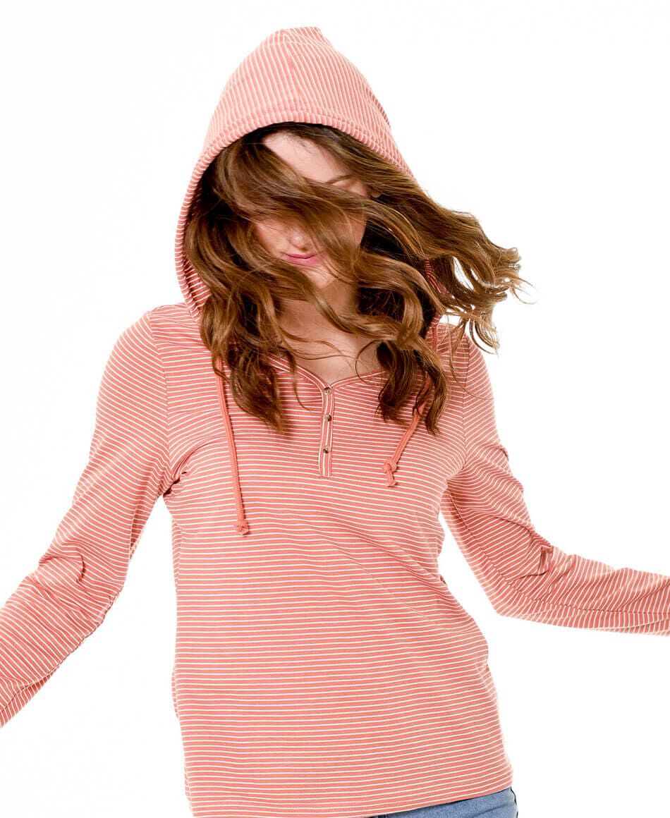 Polera listas capucha