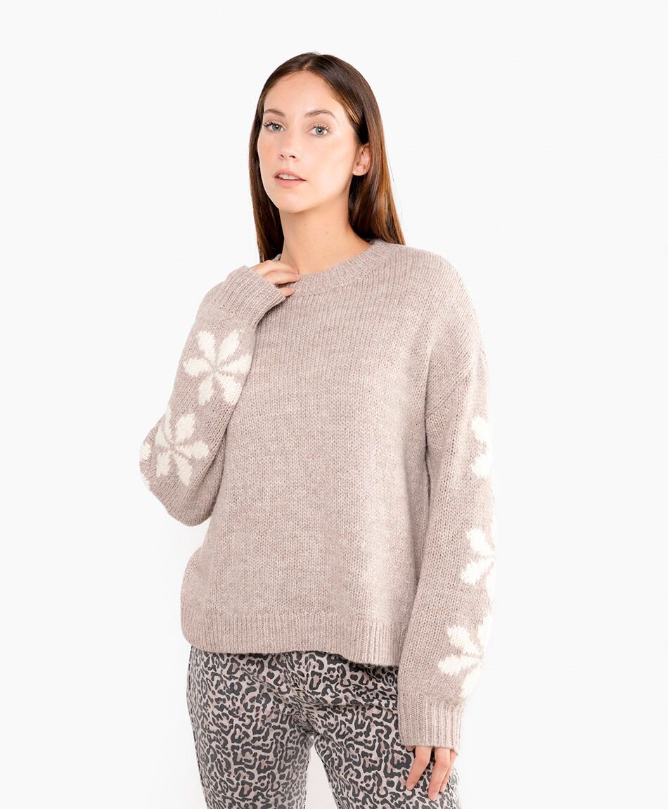 Sweater mujer flores manga
