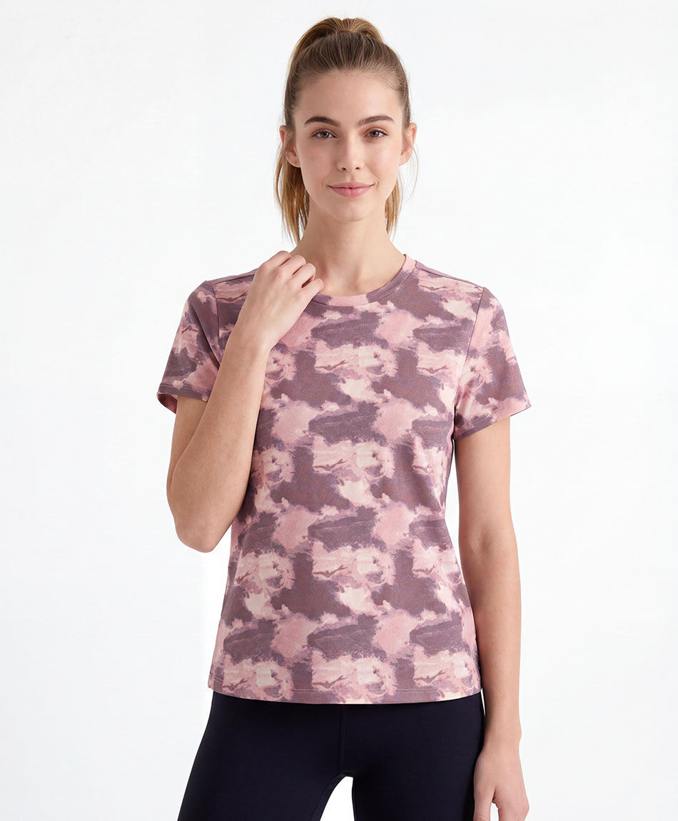 Polera deportiva mujer print abstracto