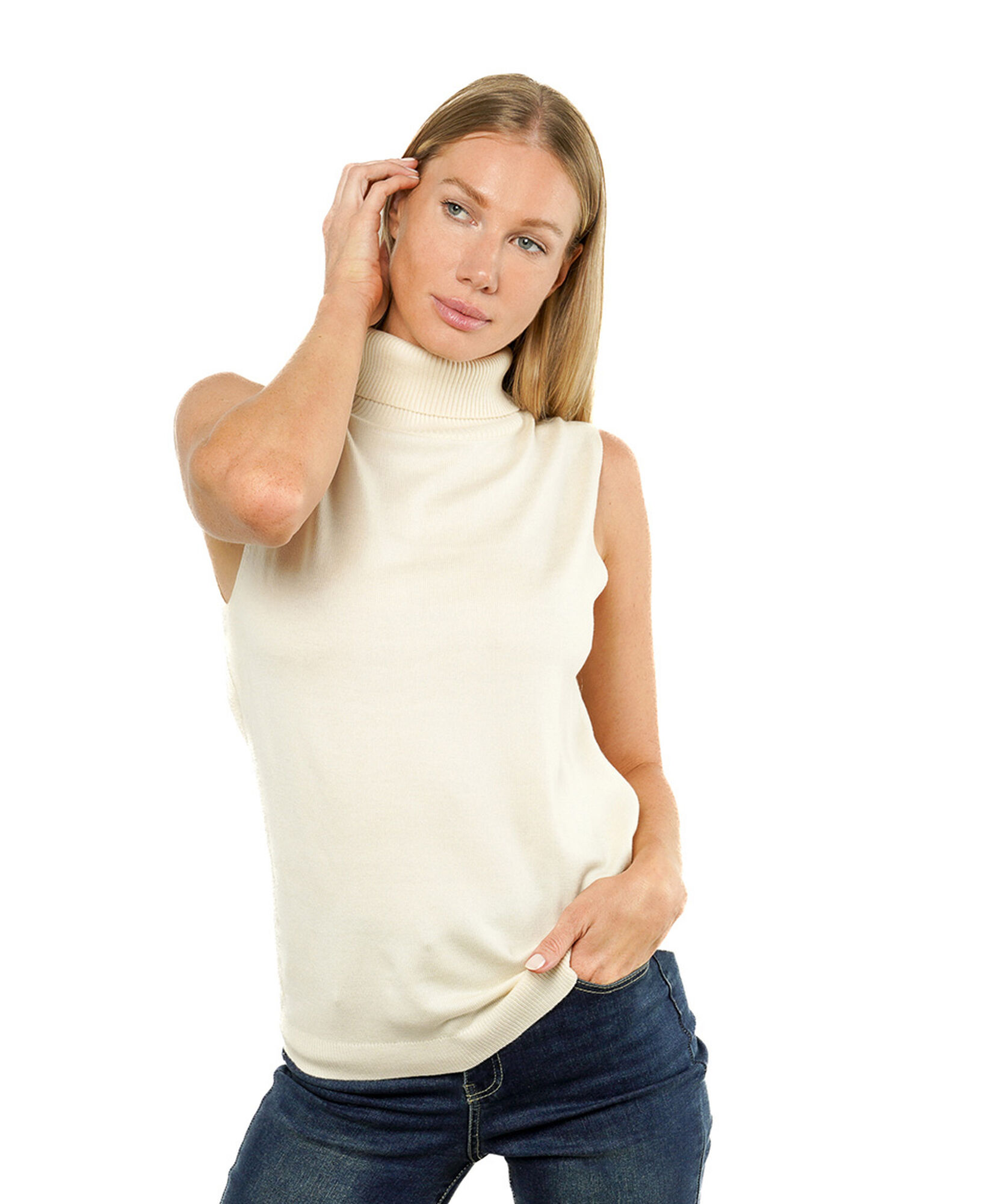 Sweater mujer sin mangas cuello alto Sweater mujer sin mangas cuello alto