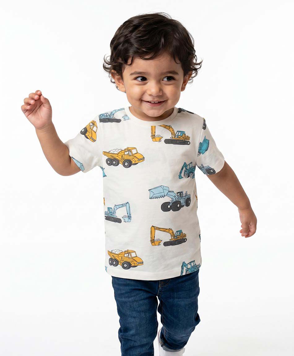 Polera beb&eacute; autos construcci&oacute;n