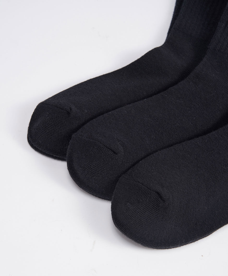 Pack 3 calcetines mujer acanalado negro