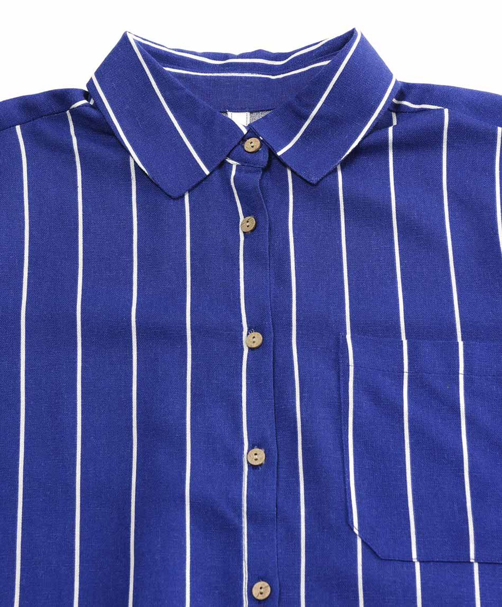 Blusa mujer lino líneas azul Blusa mujer lino líneas azul