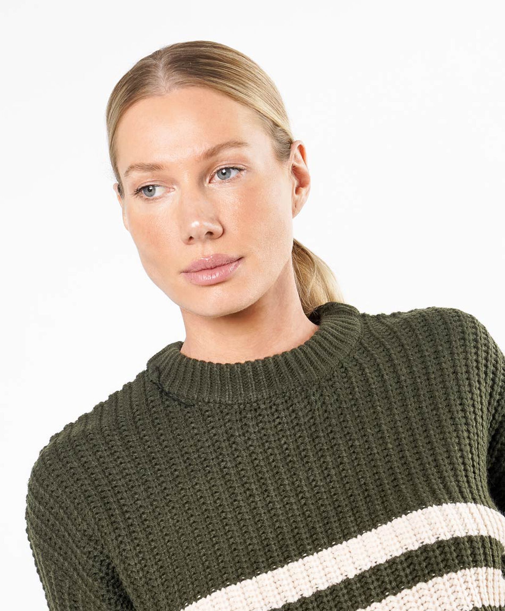 Sweater mujer líneas verde y beige Sweater mujer líneas verde y beige