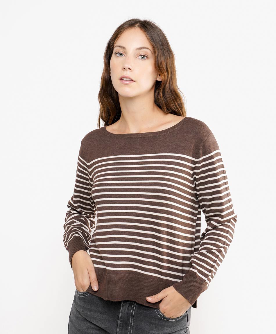 Sweater mujer cuello redondo dise&ntilde;o lineas