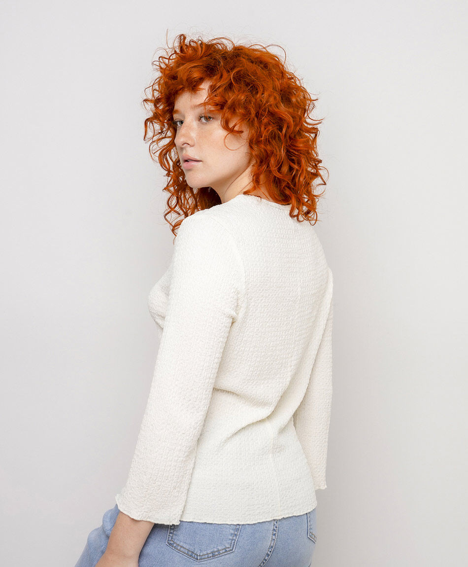 Polera mujer jacquard white