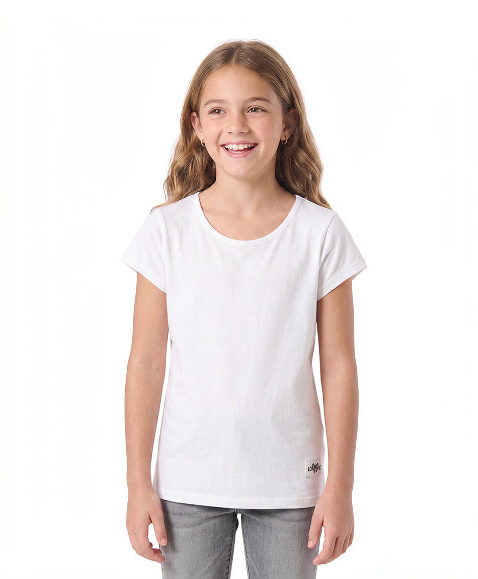 Polera ni&ntilde;a b&aacute;sica blanca