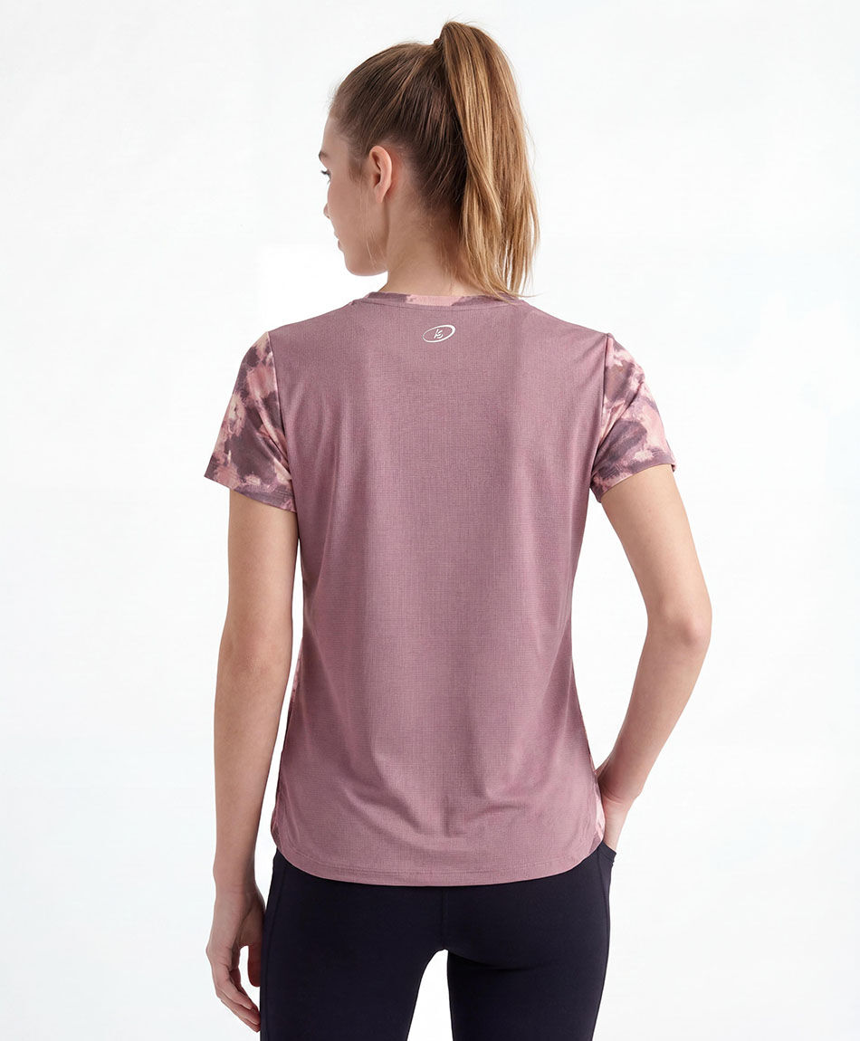 Polera deportiva mujer print abstracto