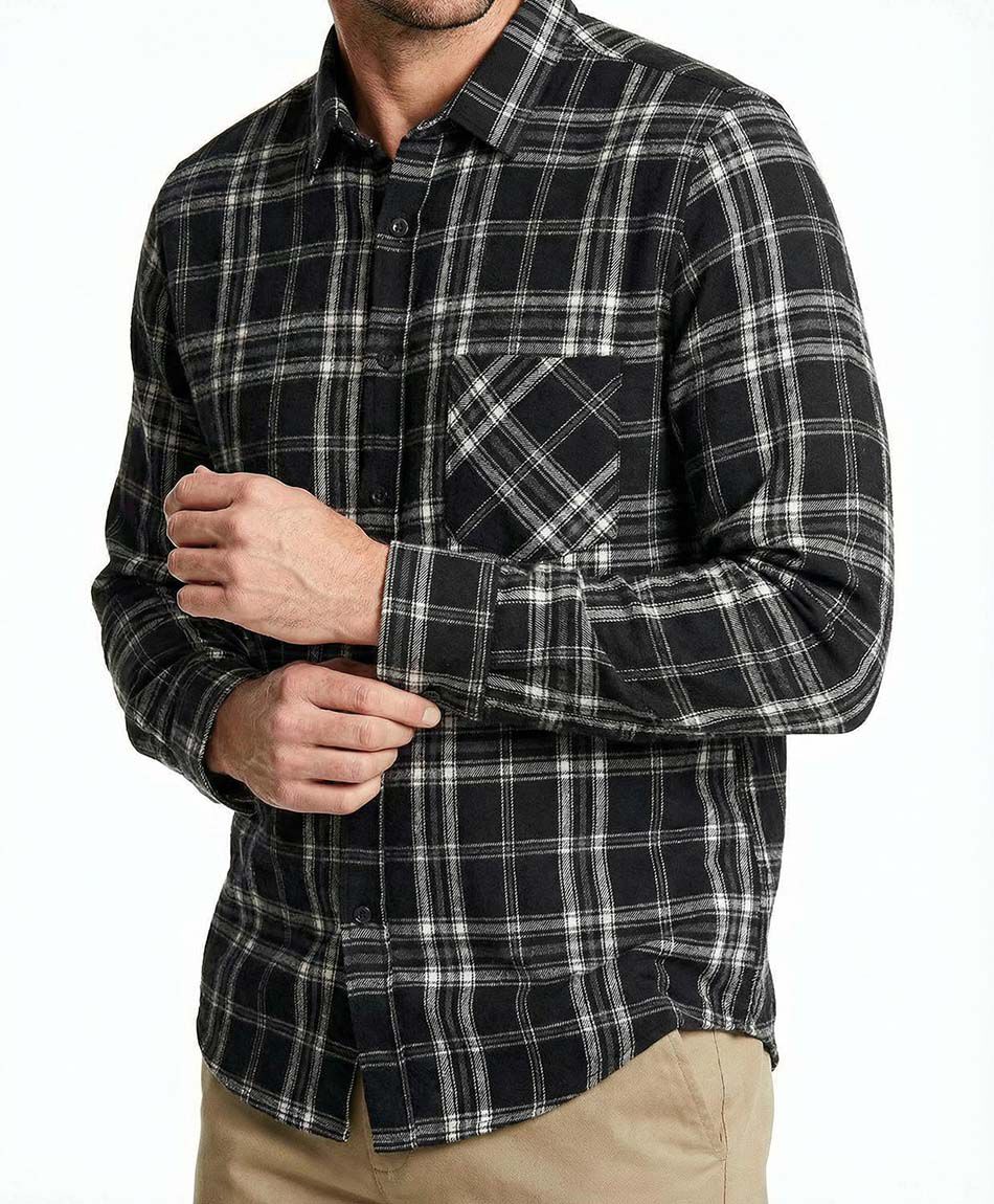 Camisa hombre franela negro