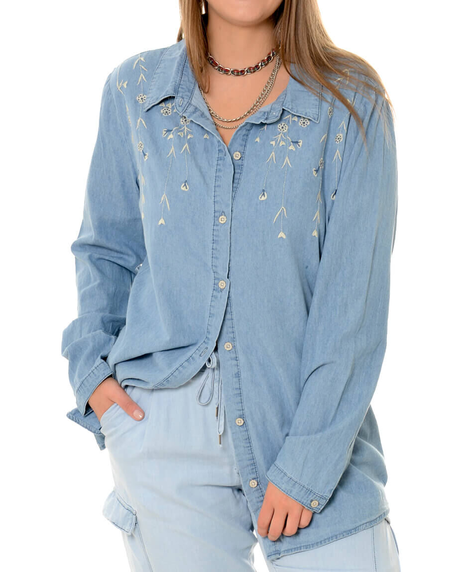 Blusa tencel bordada