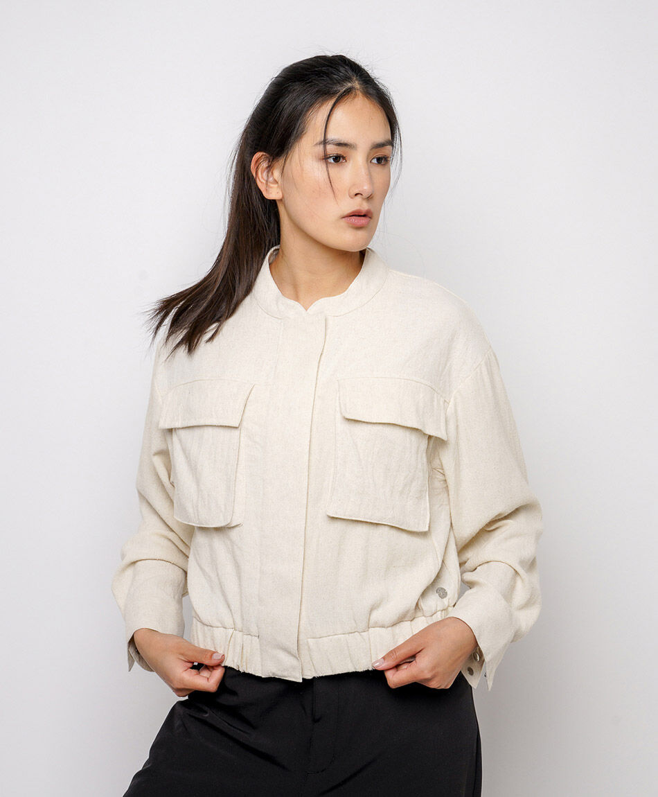 Chaqueta mujer lino cargo