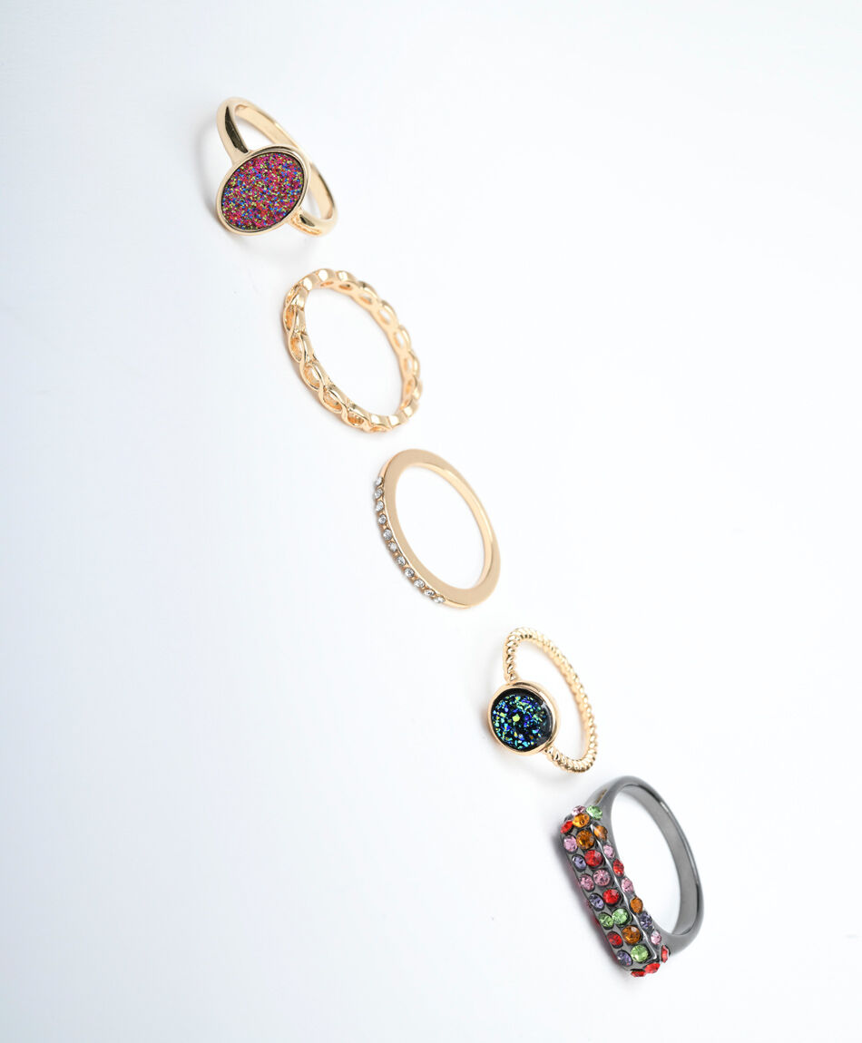 Set 5 anillos mujer piedras y colores