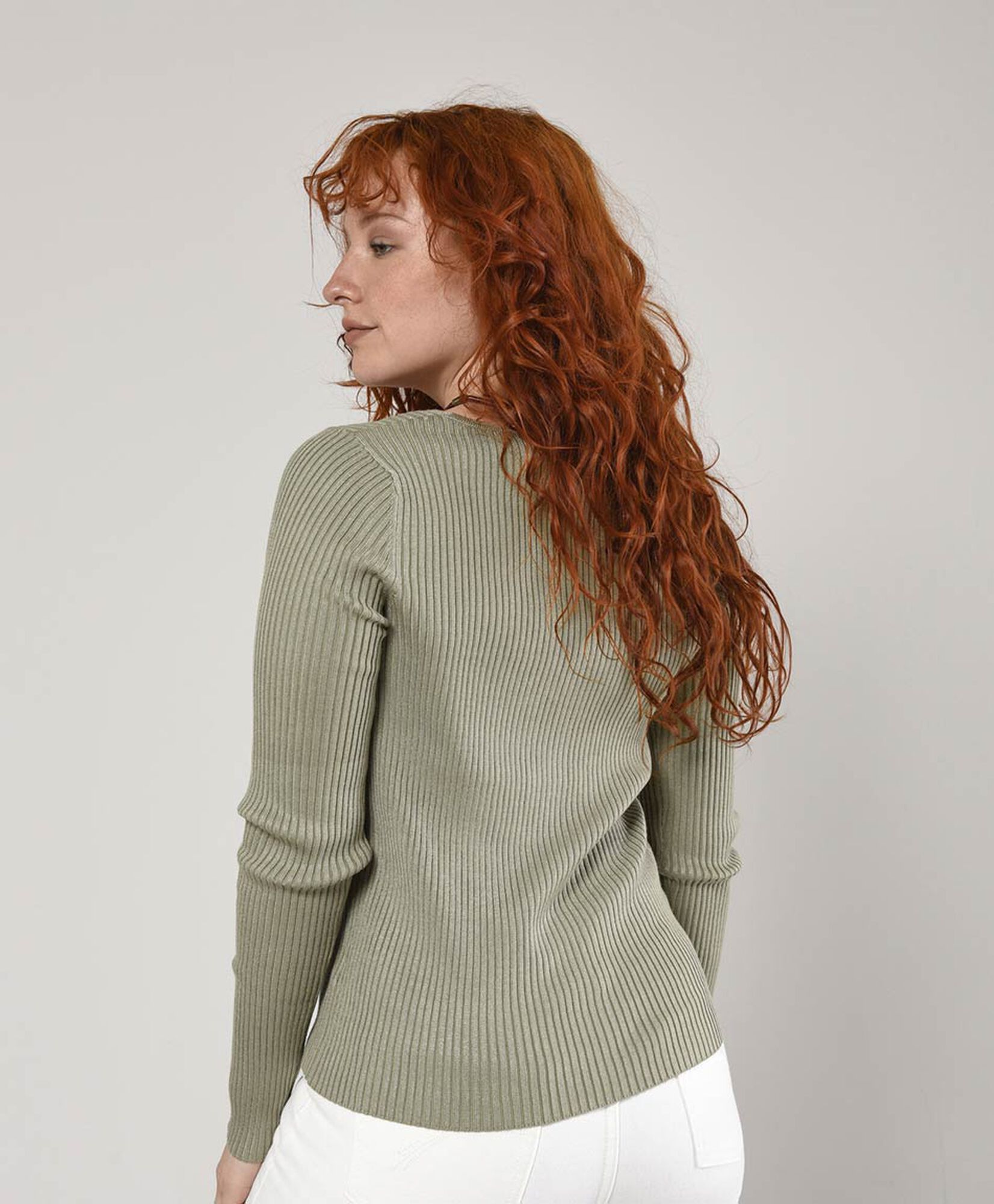 Sweater mujer acanalado lazo frontal Sweater mujer acanalado lazo frontal