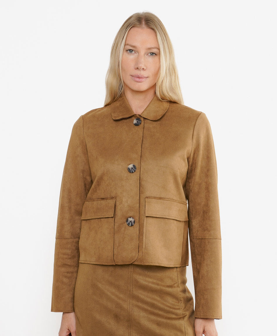 Chaqueta mujer suede triple bot&oacute;n