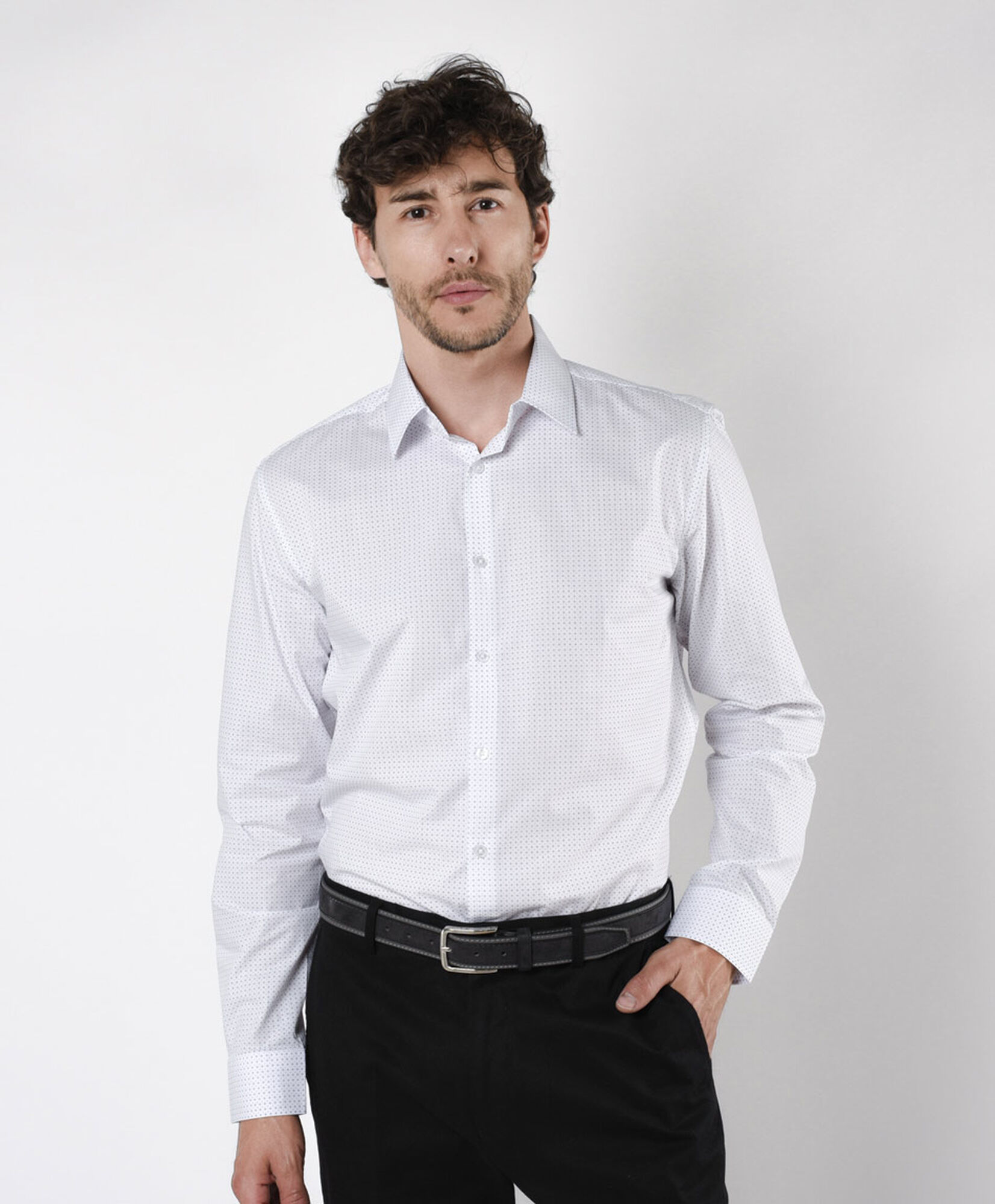 Camisa hombre puntitos blanca Camisa hombre puntitos blanca