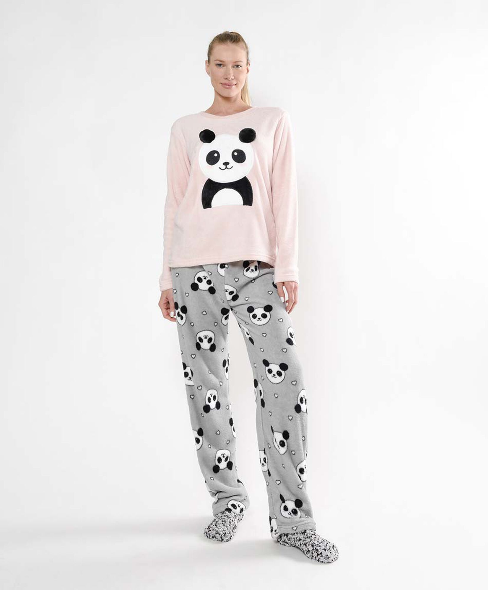 Pack mujer pijama polar + calcetines panda Pack mujer pijama polar + calcetines panda