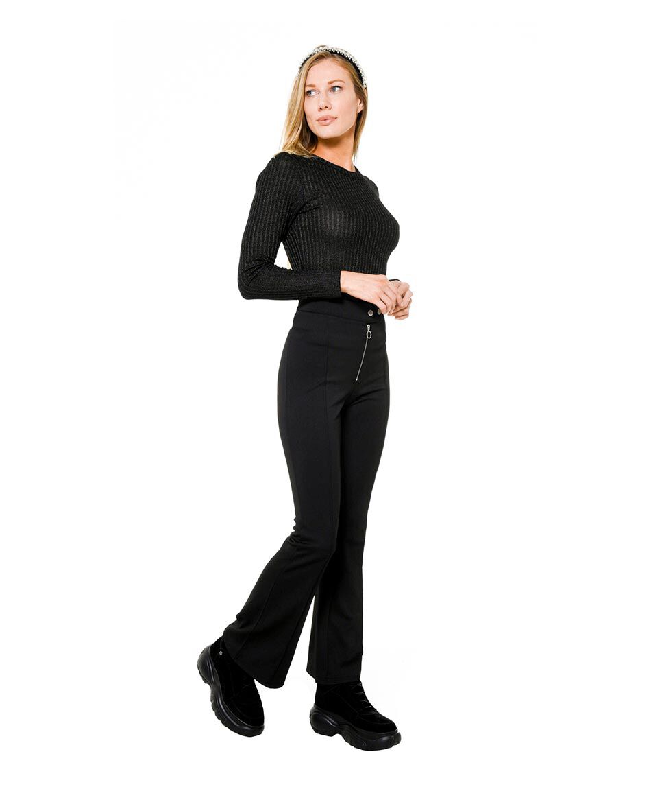 Pantalon flare alforza