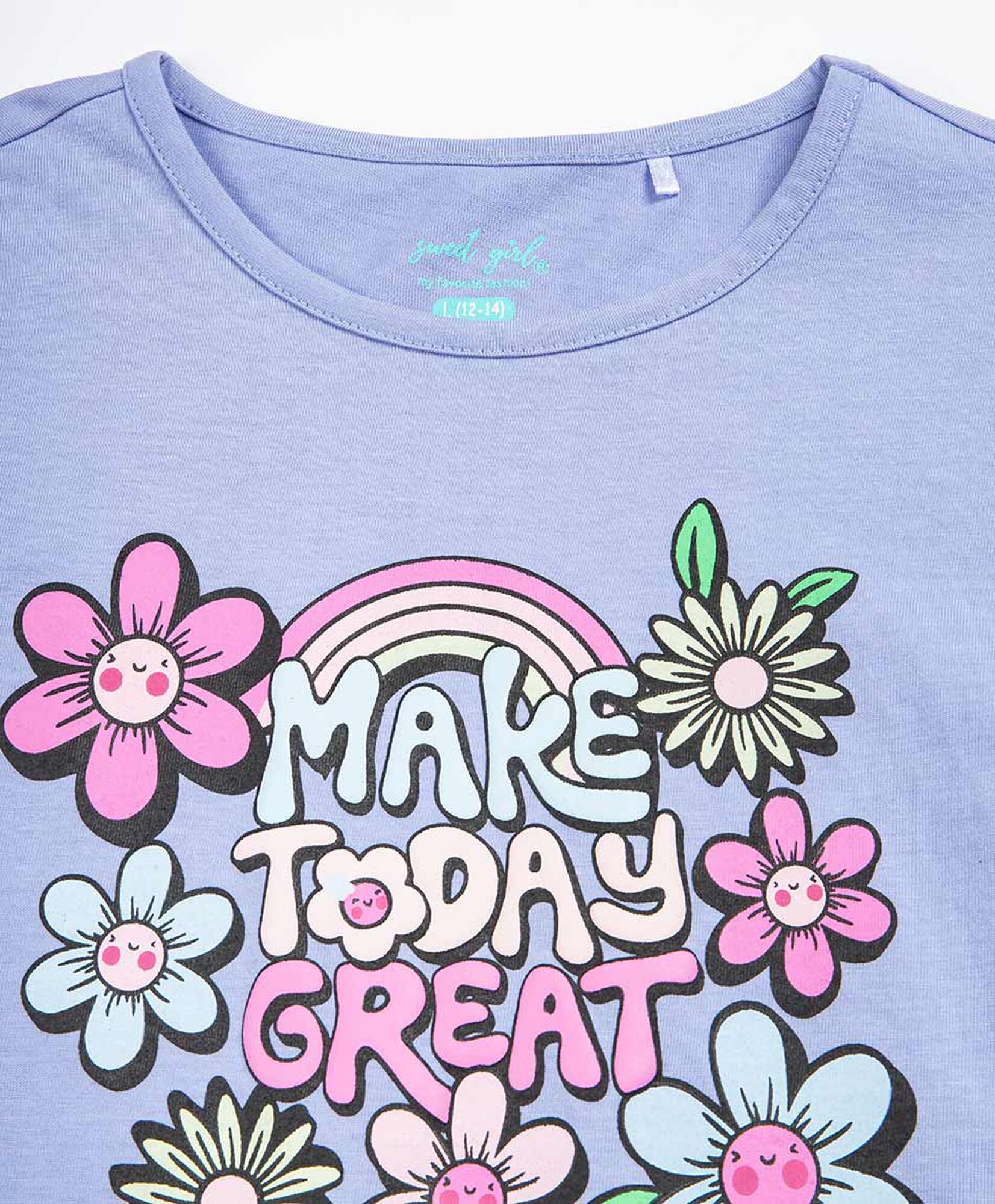 Polera niña frase flores Polera niña frase flores