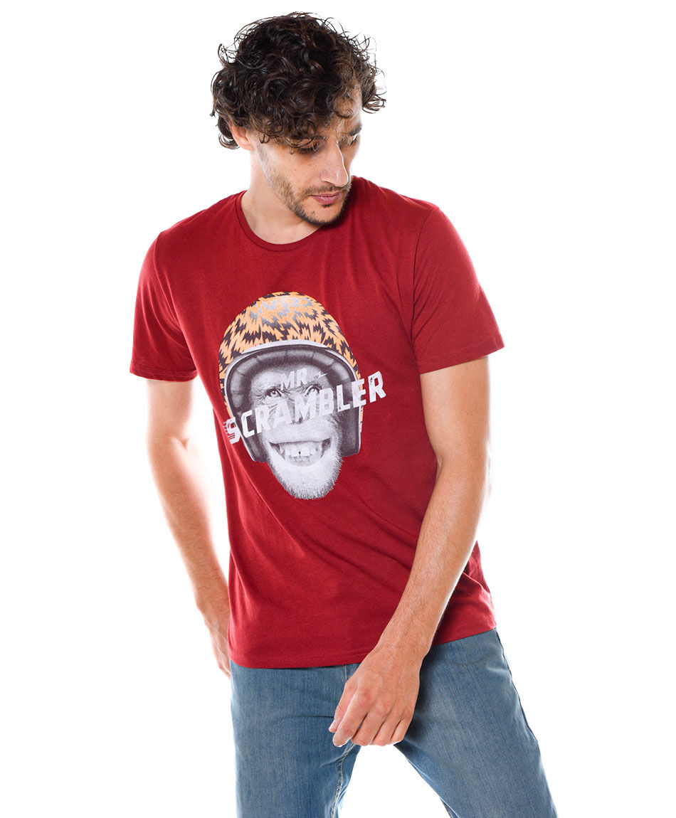 Polera estampada cuello redondo