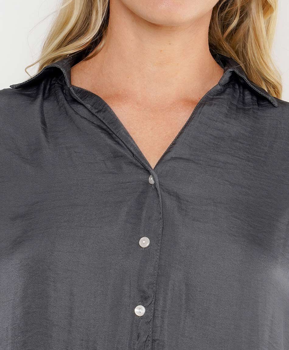 Blusa mujer gris estilo sat&iacute;n