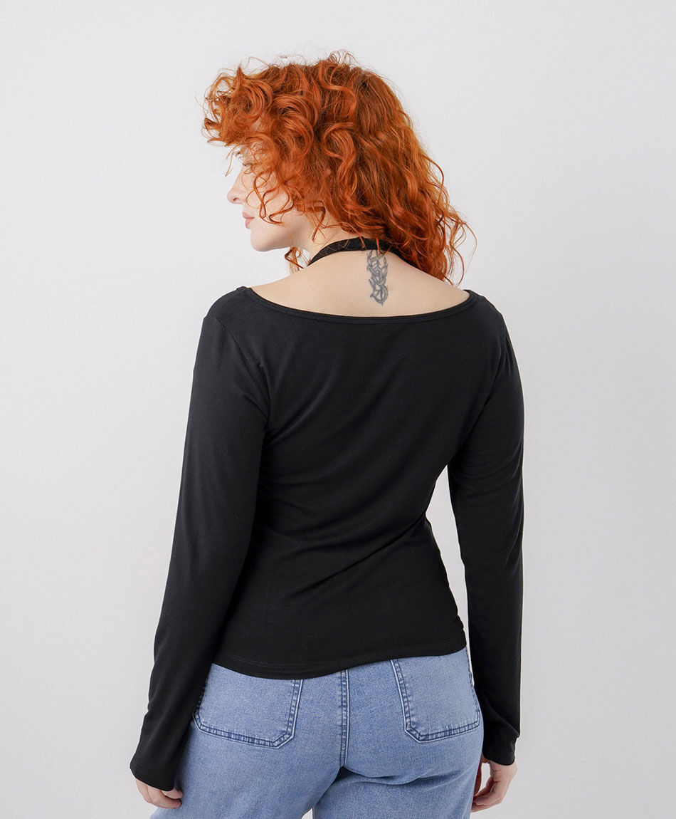 Polera mujer doble negra