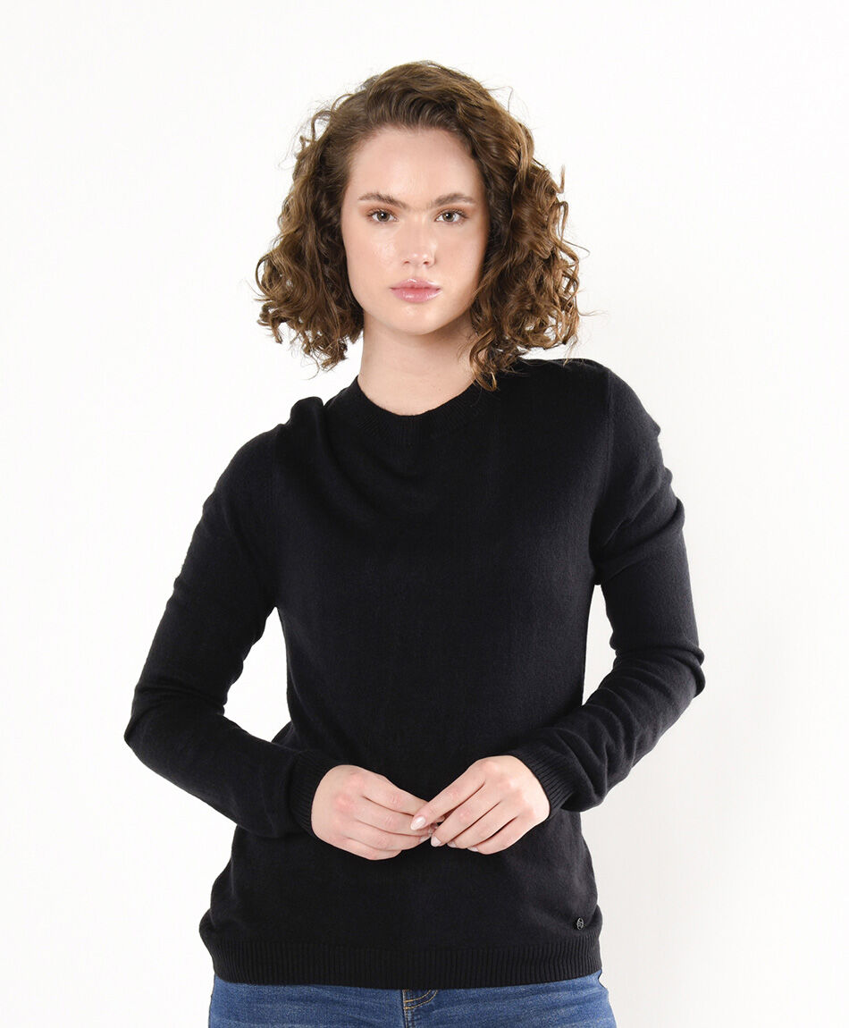 Sweater mujer liso negro