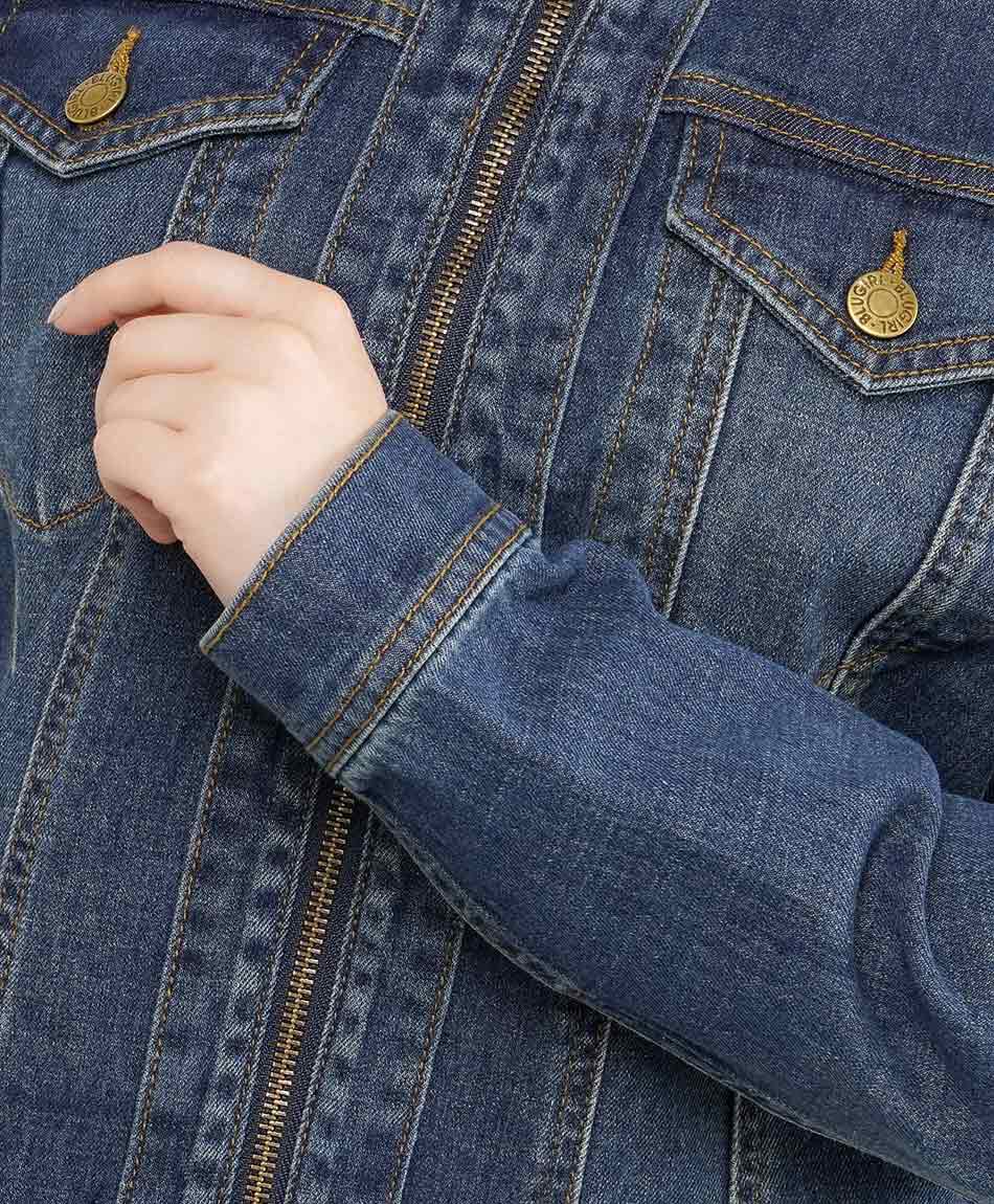 Chaqueta mujer denim sin cuello